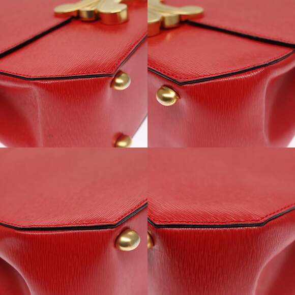 CELINE Hand Bag Leather Red Gold - Picture 11 of 13